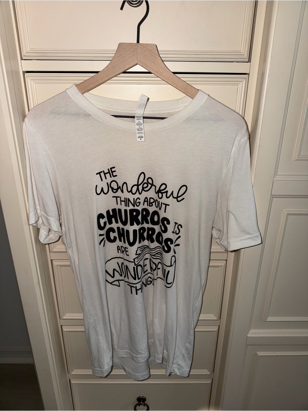 Bella Canvas White Short-Sleeve Tee with Black Churros Graphic